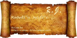 Radván Jolán névjegykártya
